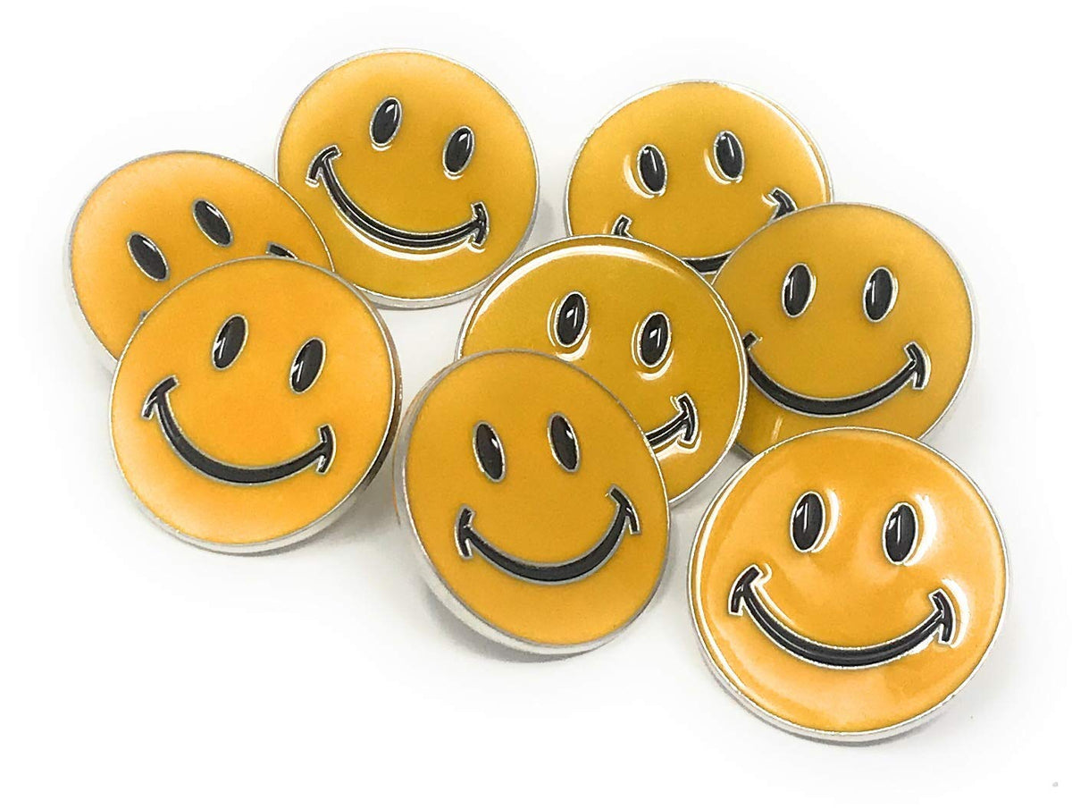 Bulk Deluxe 50 Pack of Happy Face Lapel Pins - Enamel on Zinc Alloy with Rubber Backing