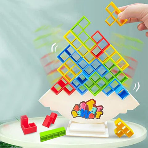 LUXTE Tetra Tower Balance Game Toys, Swing Stack High Child Toy, Kids Boys Girls DIY Assembling Versatile Toy Board Table Games Stacking Blocks Puzzle Assembly Bricks Gift,48PCS (NOETO-90878)