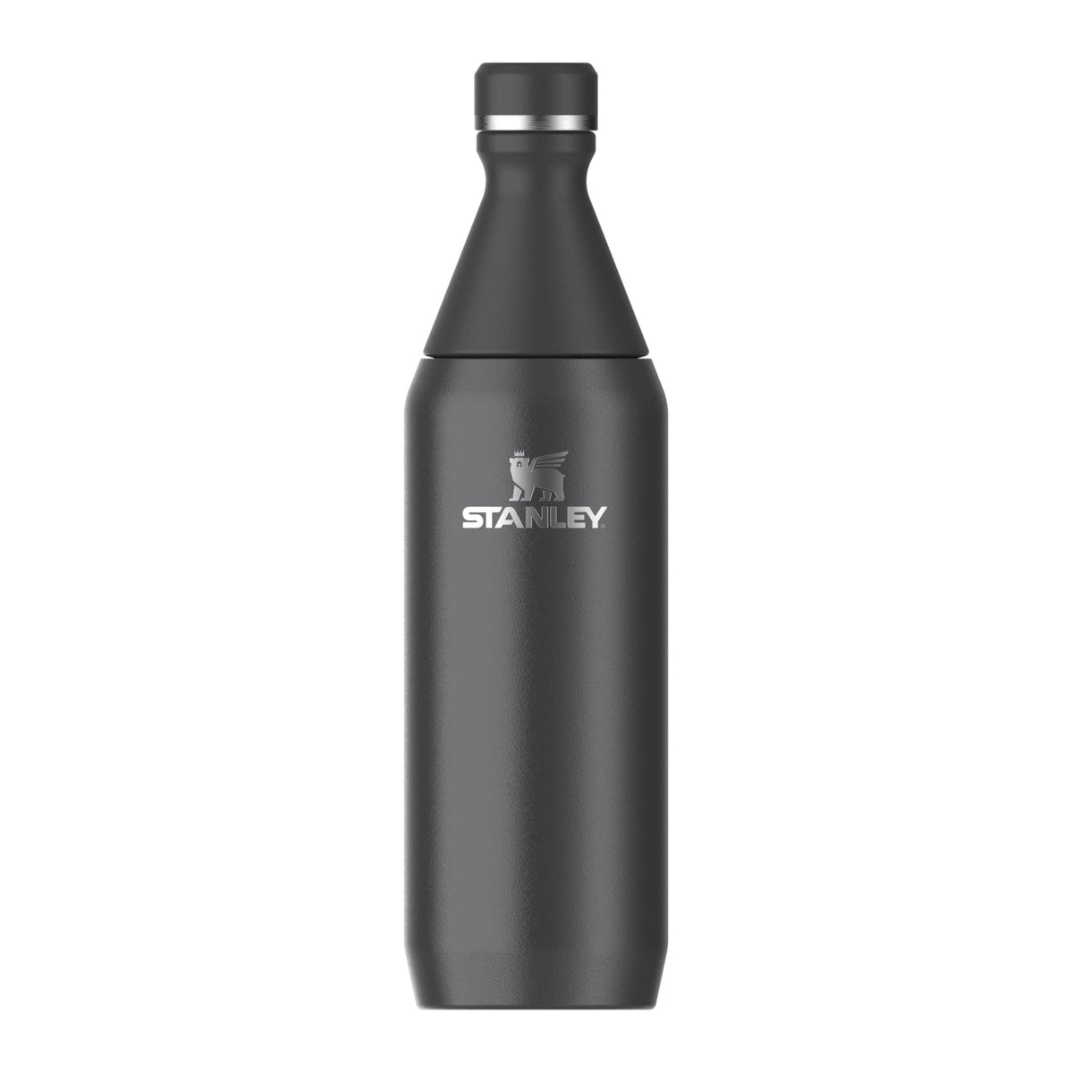 Stanley The All Day Slim Sports Water Bottle 0.6L - Cold For 6 Hours - Iced For 11 Hours - BPA-Free Recycled Stainless Steel Coffee Flask - Leakproof - Dishwasher Safe - Black