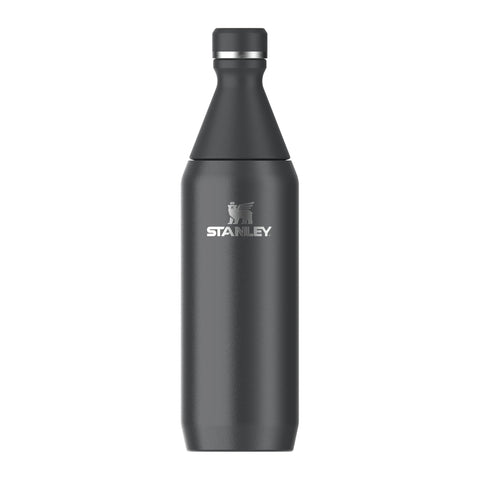Stanley The All Day Slim Sports Water Bottle 0.6L - Cold For 6 Hours - Iced For 11 Hours - BPA-Free Recycled Stainless Steel Coffee Flask - Leakproof - Dishwasher Safe - Black