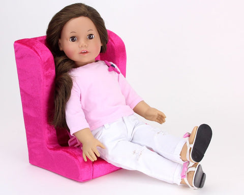 Sophia's 18" Doll Hot Pink Velour Booster Car Seat with Adjustable Harness
