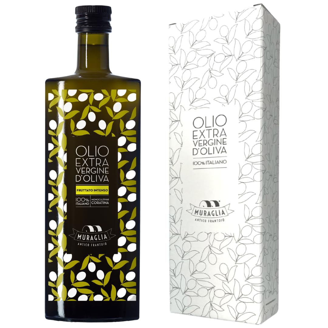 Antico Frantoio Muraglia Intense Fruity Extra Virgin Olive Oil | Premium Polyphenol Rich EVOO | Early Harvest First Cold Pressed | Imported from Apulia Italy | 16.9 fl oz (500ml) Bottle with Gift Box