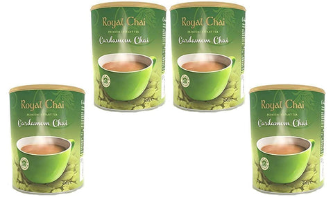 Royal Chai Elaichi Unsweetened Tub 400g (Pack of 4) - Premium Instant Tea - Cardamom Tea - Natural - Instant Cardamom Indian Tea