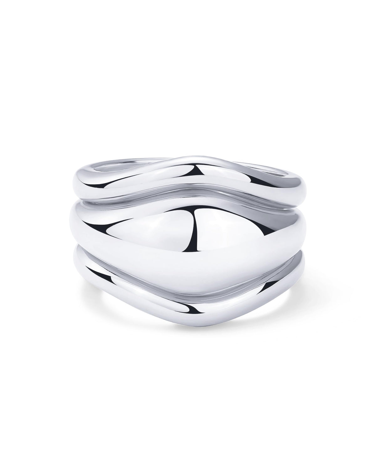 PAVOI Rhodium Plated Stackable Rings Set for Women | 3 Chunky Statement Rings Pack | Stackable Bands Set