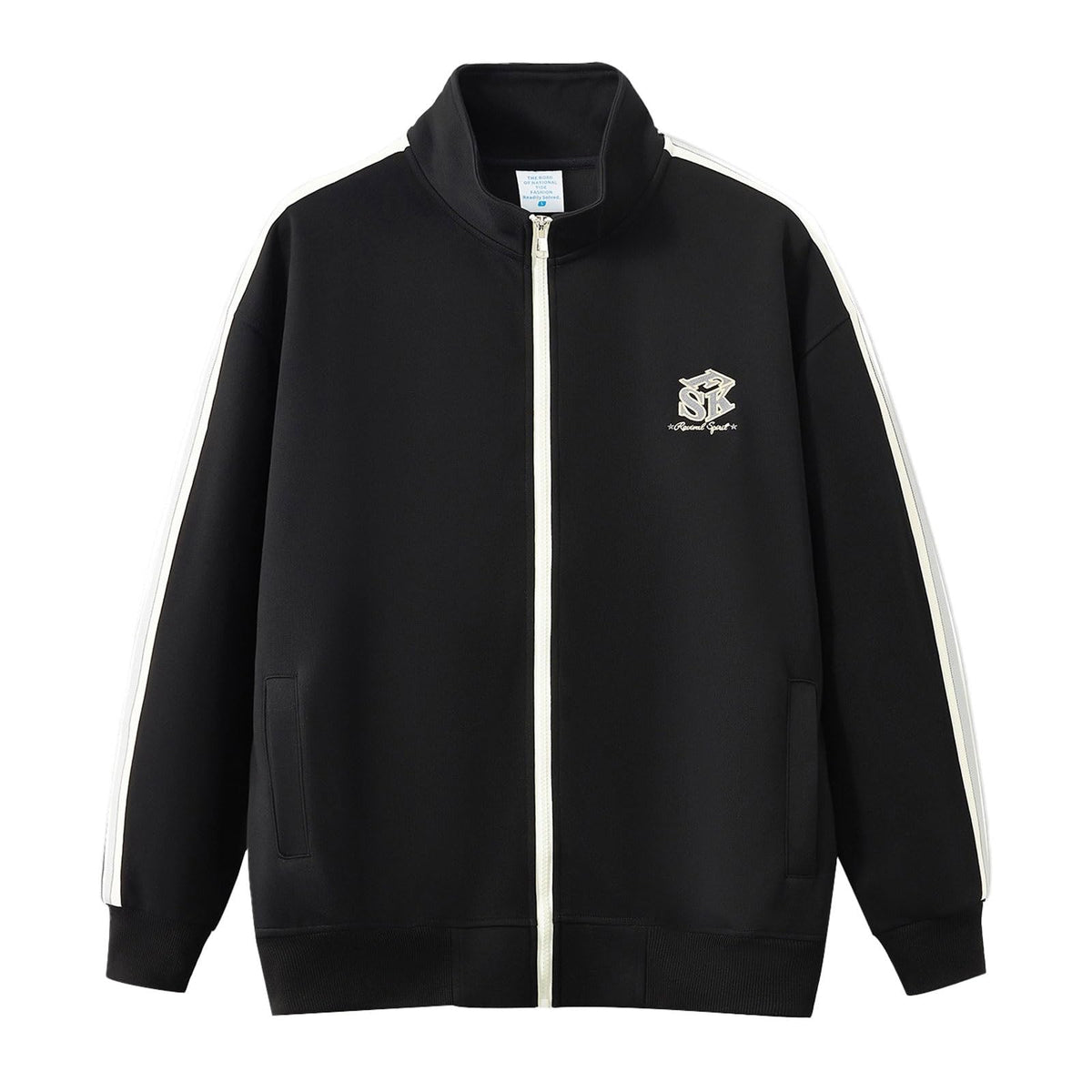 HVDBEYASA Unisex Fashion Jacket Full Zip Sweat Mens Jacket Track Top Women's Tracktop Shirt Mens Long Sleeve Baseball Varsity Bomber Jacket University Colllegiate Top(Black,S)
