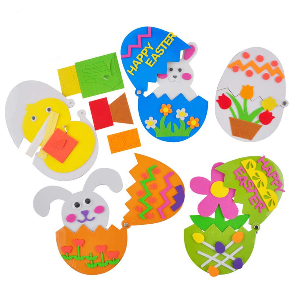 4pcs Handmade Out of Shell Egg Easter Basket Fillers for Easter Felt Crafts for Kids DIY Material Ornament Paper Easter Crafts for Kids Extra Large Basket Chick Flowers Child
