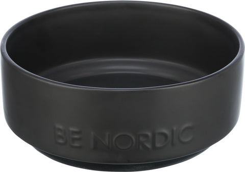 TRIXIE Ceramic Dog Bowl BE NORDIC 1200 ml Black - Modern Food Bowl for Large Dogs Ø 18 cm - Non-Slip Ceramic Bowl - 24524