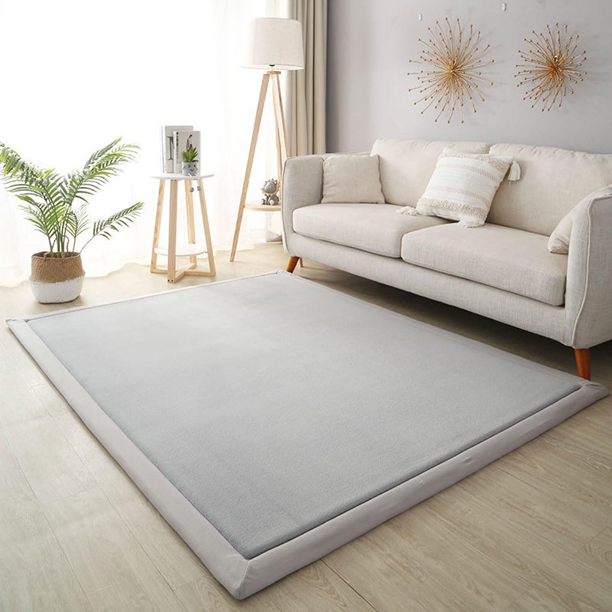 Dmkjdzsw Play Crawling mat for Nursery Baby, Extra Soft Activity Floor Mat for kids Playroom Bedroom-Silver Gray-80 * 100cm