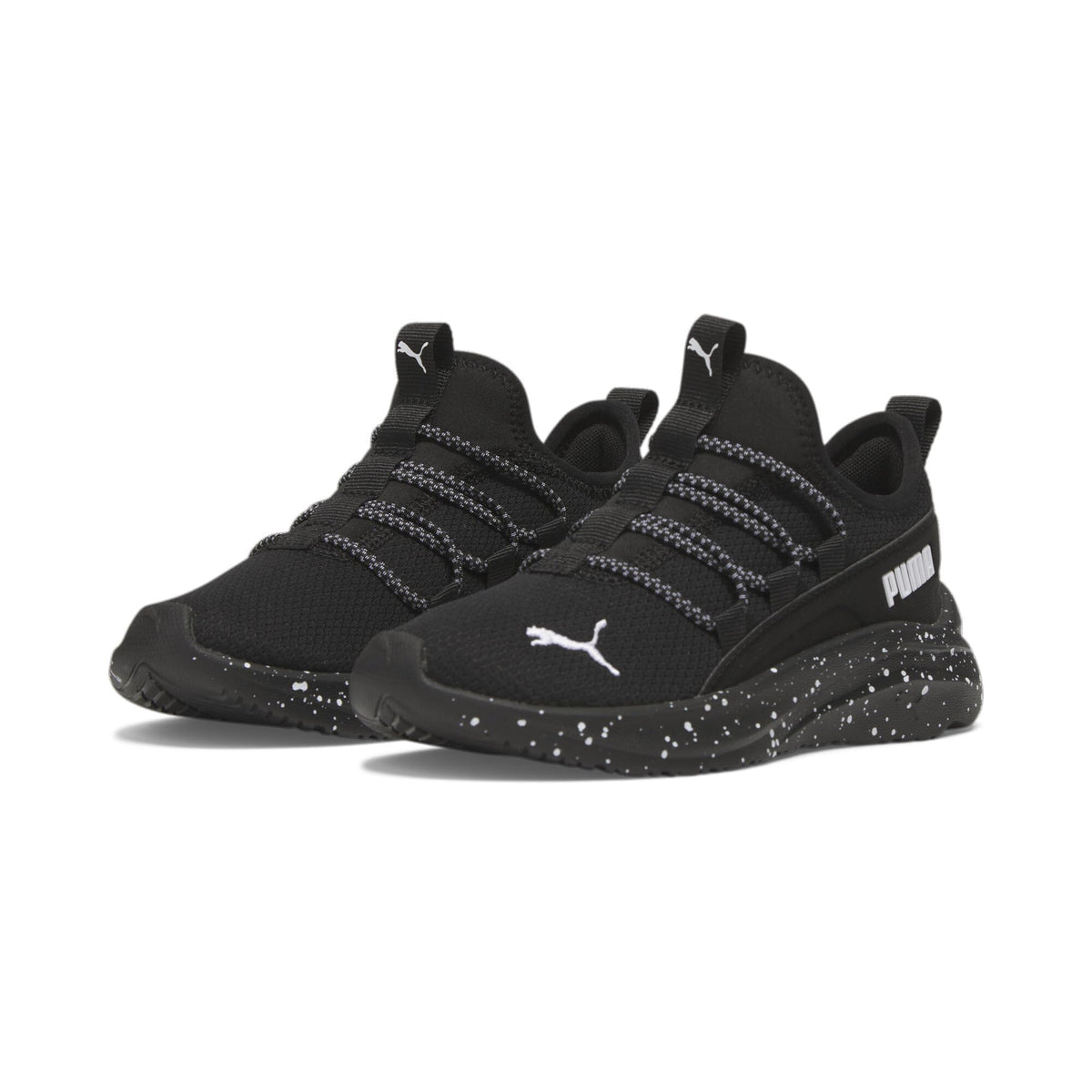 PUMA One4All Sneaker, Black White, 2.5 US Unisex Little Kid
