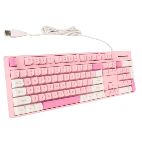 Generic Pink Keyboard, Gaming Keyboard Cute Gaming Keyboard USB Interface Business Keyboard 104 Keys Wired Keyboard 3 Colors Wired Keyboard for XP 7 8 10 11 for OS X (Pink), Generic4wruc05dkp-11