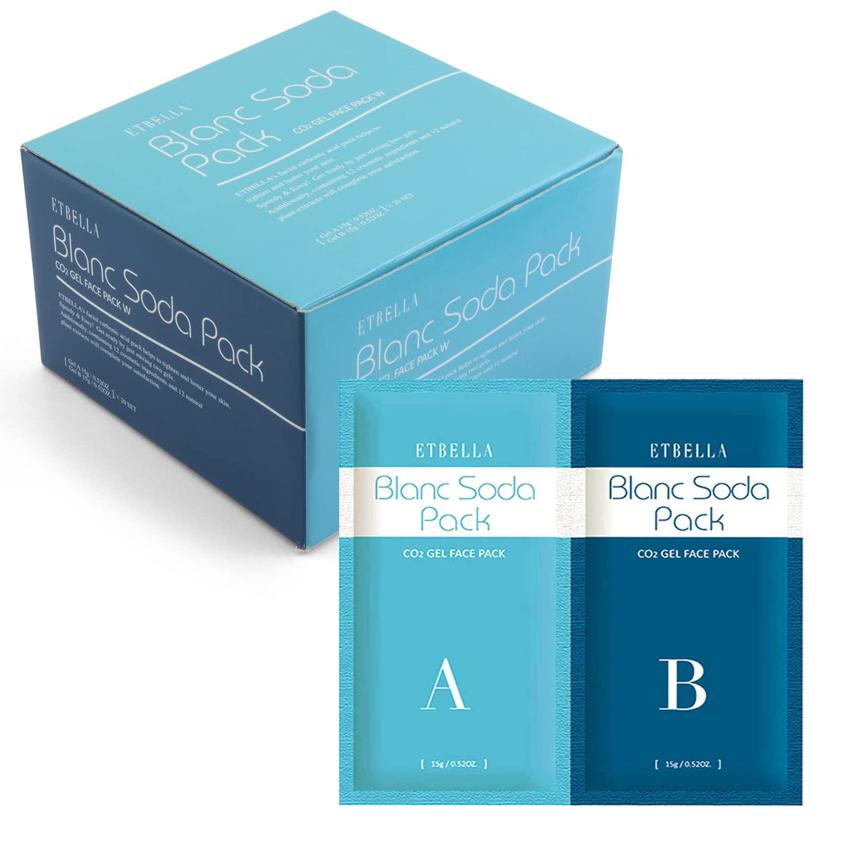 CO2 Carboxy Gel Mask 1 box (20 bag) Facail Care Home Spa Salon Use Beauty Proffessional Elitzia ET1719 (Blue)