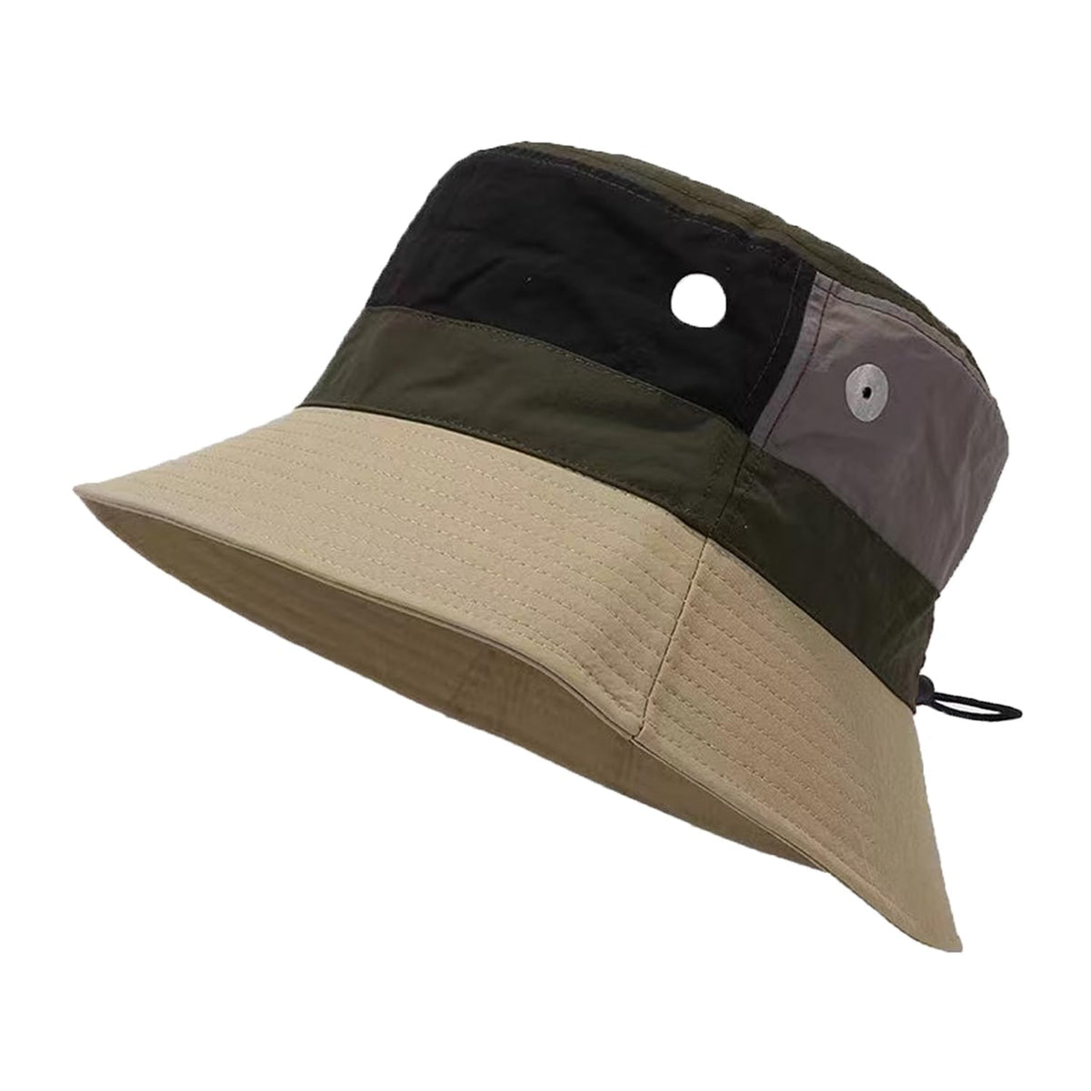 Rayson Unisex Bucket Hat Outdoor Flat Bucket Hat Patchwork Brim Fisherman Hat Foldable Wide for Fishing Hiking Beach Sports, dark khaki, One size