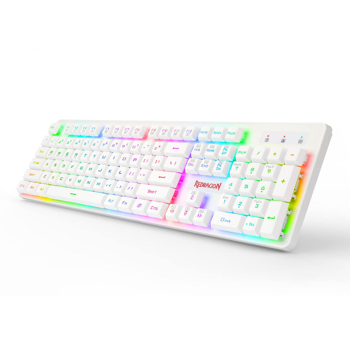 Redragon K509 Pro Wireless Gaming Keyboard, 2.4G and Bluetooth Keyboard, RGB Backlit with 104 Low Profile Keys for Windows PC (White)