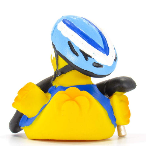 Biker Cyclist Crash Rubber Duck Bath Toy | All Natural, Organic, Eco Friendly, Squeaker | Imported from Barcelona, Spain
