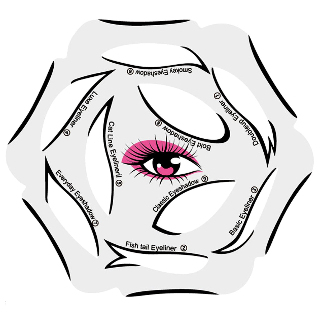Booge 4 Sheets Six in One Cat Eyeliner Stencil, Reusable Eyeliner Stencils Eyeshadow Stencils for Eyes Eyeliner Tape with Perfect Winged Tip for Eyeliner Eyeshadow Extensions