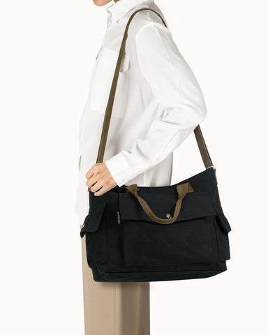 JOCMIC Canvas Tote Bag for Women Crossbody Bag With Multi Pockets Canvas Shoulder Bag for School Shopping Work Travel