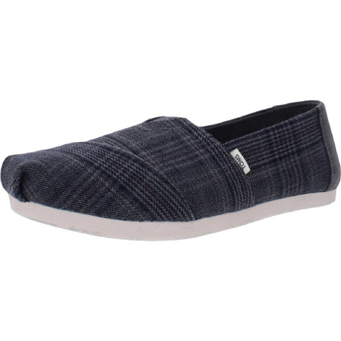TOMS Womens Plaid Slip On Flats Gray 5 Medium (B,M)
