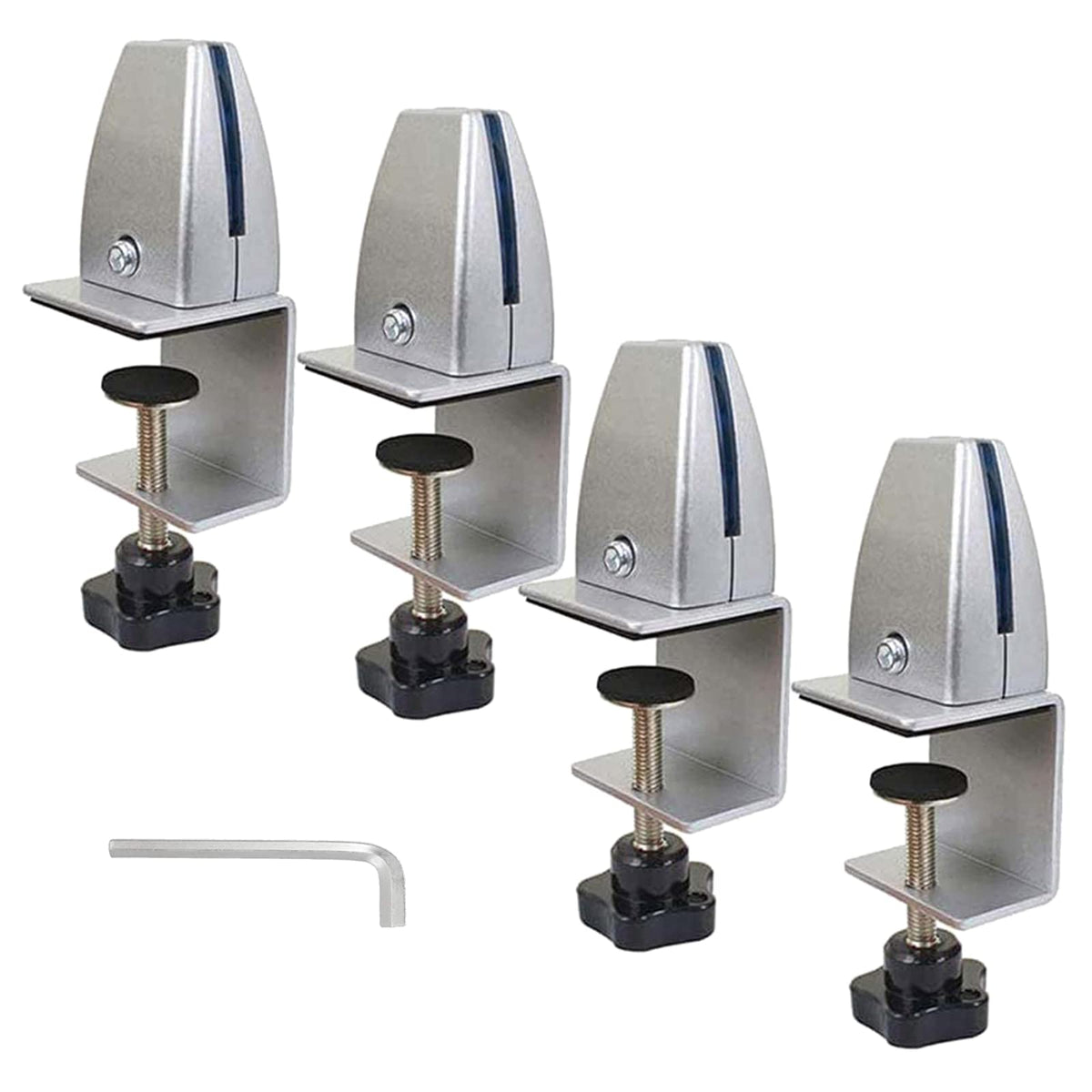 Jhanw Desk Divider Clamp For 1/8" To 0.51" Panel, Adjustable Desk Partition Clamp For 0.32" To 2.04" Desktop, Standing Desk Accessories For Desk Privacy Folders, Grey Sneeze Guard Holder 4-pack