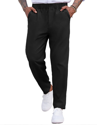 COOFANDY Men's Golf Pants Lightweight Stretch Hiking Outdoor Work Pants Tapered Trouser(Black, M)