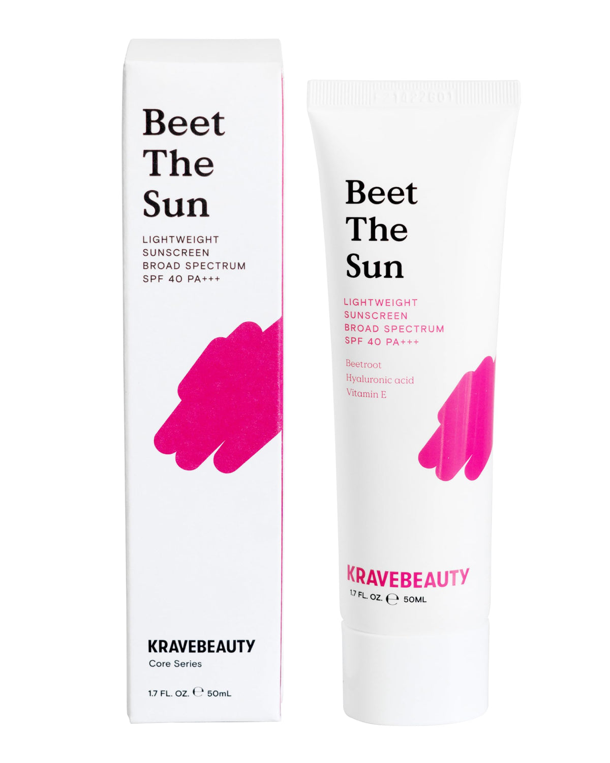 KraveBeauty Beet The Sun SPF 40 PA+++ Broad Spectrum Daily Non-Greasy Lightweight Chemical Sunscreen, No White Cast, No Pilling, for All Skin Types, Vegan and Cruelty Free, 1.7 fl oz