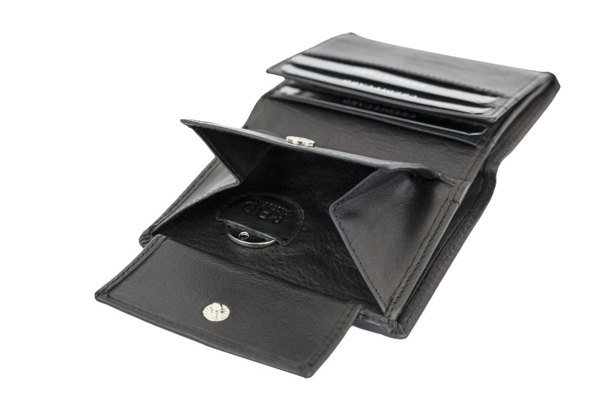 LEAS RFID Blocking Foil Extra Thin Small Security Wallet, Genuine Leather, Black