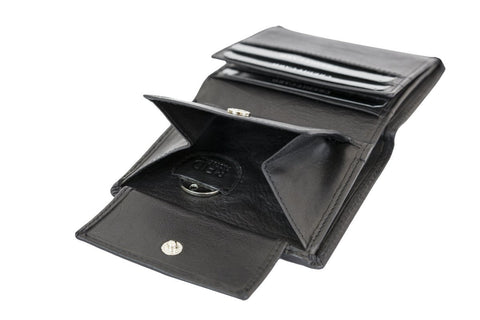 LEAS RFID Blocking Foil Extra Thin Small Security Wallet, Genuine Leather, Black