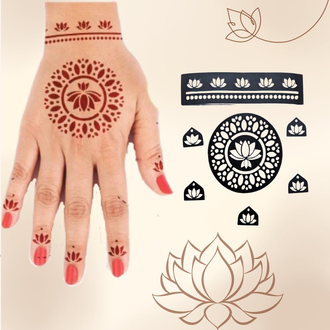 Generic Mehendi Stencil Sticker - Lotus Design (D1)
