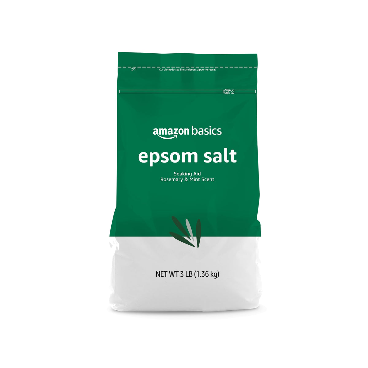 Amazon Brand - Solimo Epsom Salt Soaking Aid, Rosemary & Mint Scent, 3 Pound (Pack of 1)