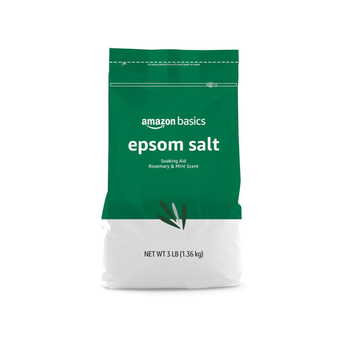 Amazon Brand - Solimo Epsom Salt Soaking Aid, Rosemary & Mint Scent, 3 Pound (Pack of 1)