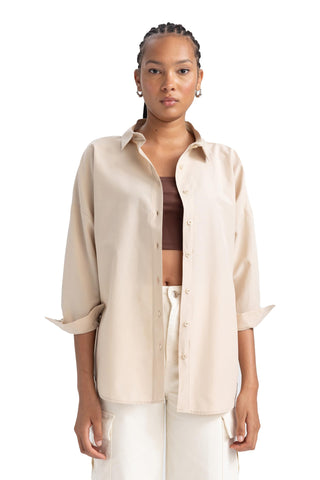 DeFacto Women's B0659ax Tunic Shirt, Beige, XS