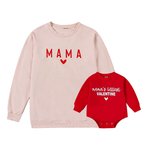 Winioder Mommy and Me Matching Outfits Letter Print Crewneck Pullover Sweatshirt Long Sleeve Shirt Tops Baby Clothes (Baby, Valentine Style, 0-3 Months)