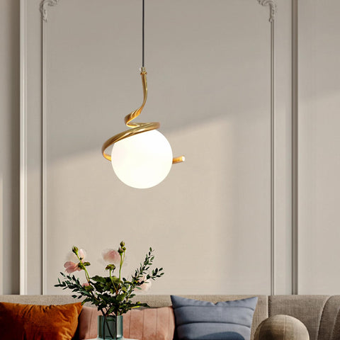 zhxinashu Glass Ball Pendant Light, Globe Light Shade, Modern Pendant Light, Art Deco Ceiling Light, Nordic Style Hanging Light for Bedroom, Bedside, Living Room(Gold)