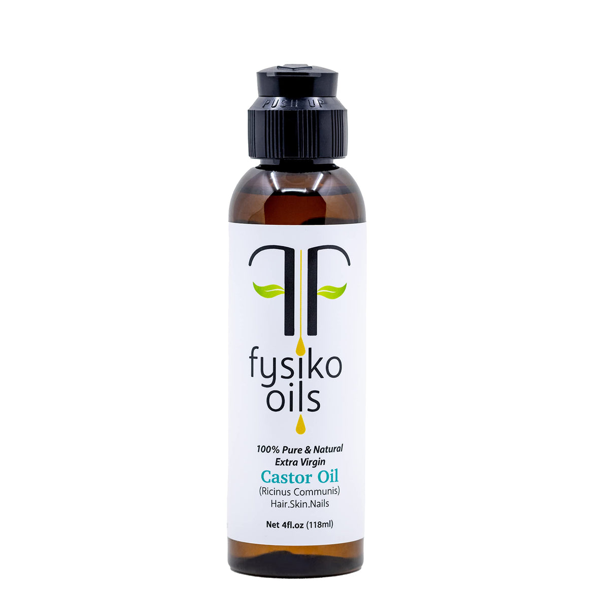 Fysiko Castor Oil-100% Pure & Natural, Cold Pressed, Extra Virgin,Hexane free. Protect and Strengthens, Hair, Skin & Nails. Great for Acne & Blemishes. 4 oz