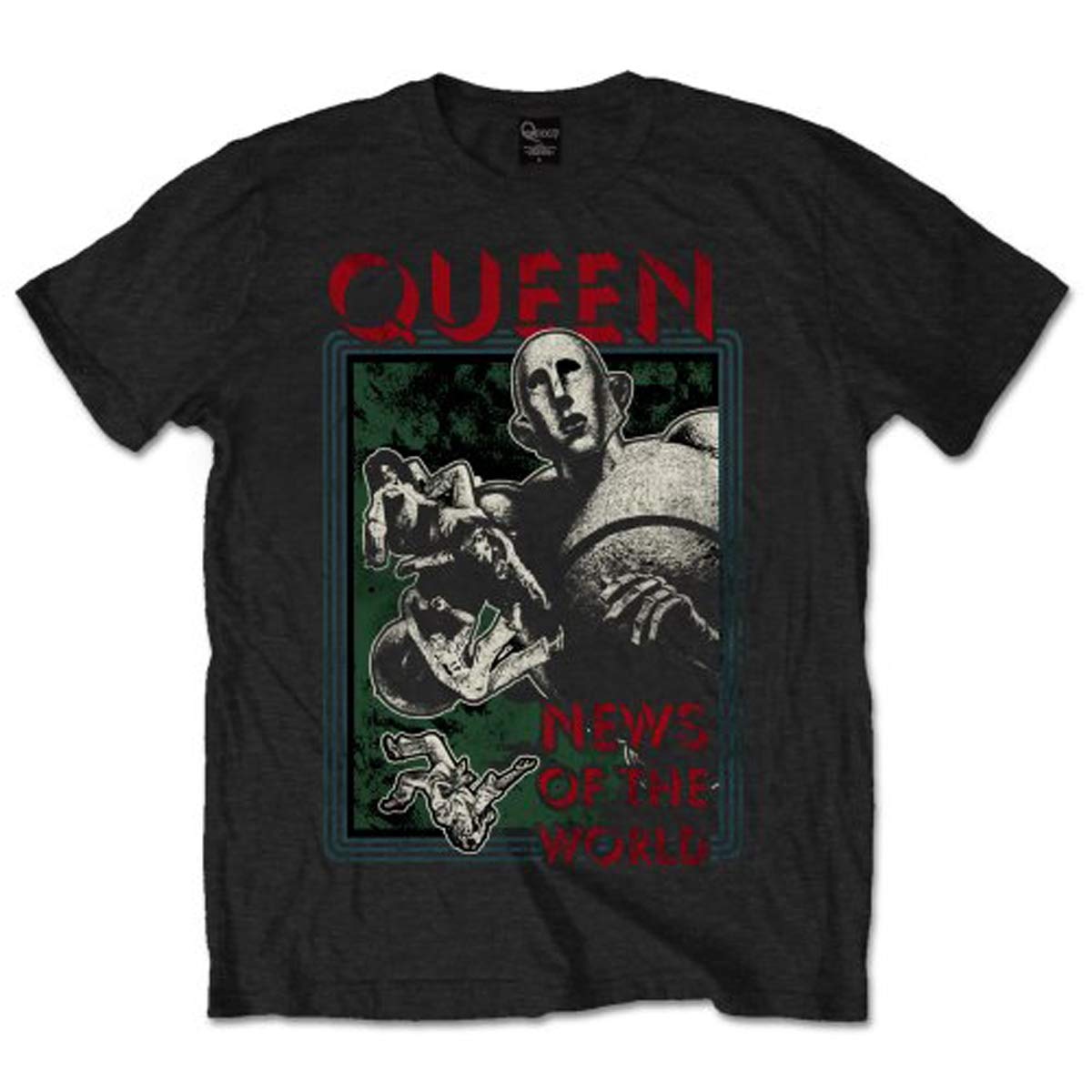 Rockoff Trade Men's Queen News of The World T-Shirt, Black (Black Black), XX (Size:XX-Large)