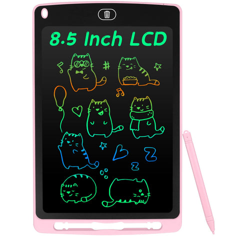 Coolzon LCD Drawing Tablet for Kids, 8.5 Inch Colourful Writing Pad Toddler Toys Erasable Doodle & Drawing Pad Writing Tablet Kids Travel Games for 2 3 4 5 6 7 Year Old Boys Girls (Pink)