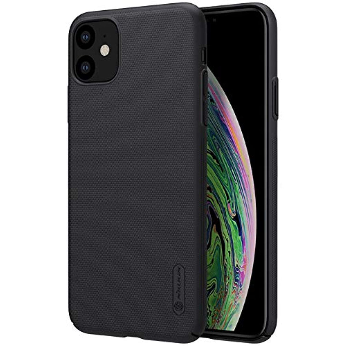 Nillkin Super Frosted Shield, Salient Dot Design, Designed for iPhone 11 Case, Anti Fingerprint Easy Grip Anti-Slip Case for Phone 11 (2019) (Black)