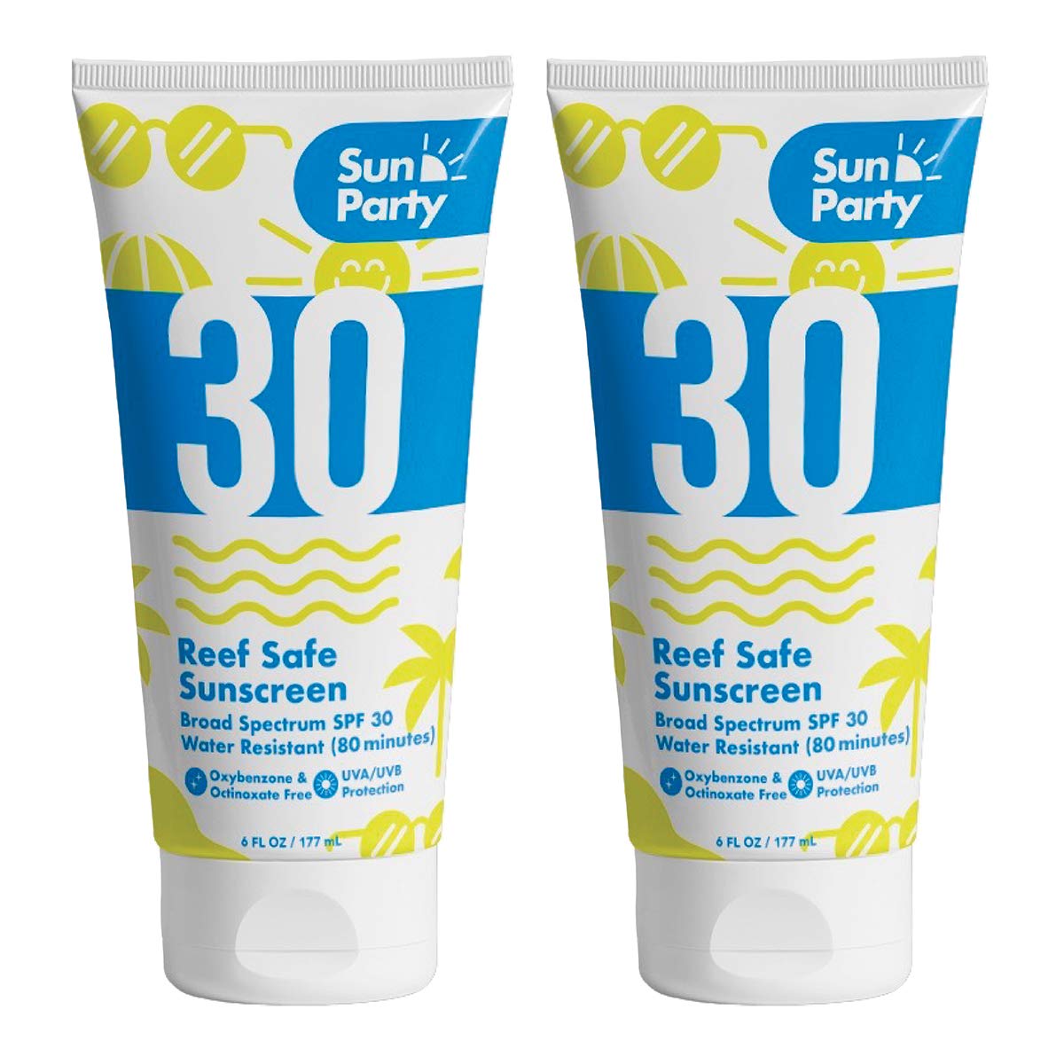 Sun Party Reef Safe Sunscreen SPF 30 6 oz Tube - 2 PACK