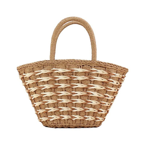 Straw Bag Women Rattan Woven Shoulder Handbag Summer Beach Bag Top Handle Big Capacity Travel Tote (Camel)