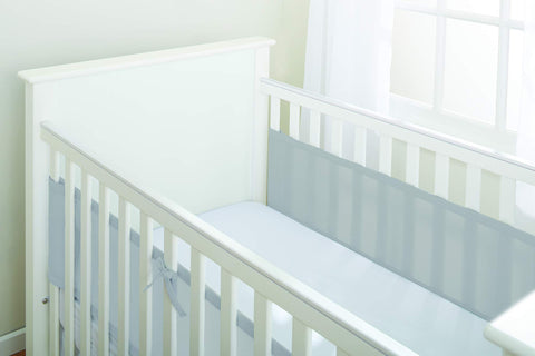 BreathableBaby Breathable Mesh Cot Liner - Classic Collection - Grey - Fits Solid End Cots - Anti-Bumper