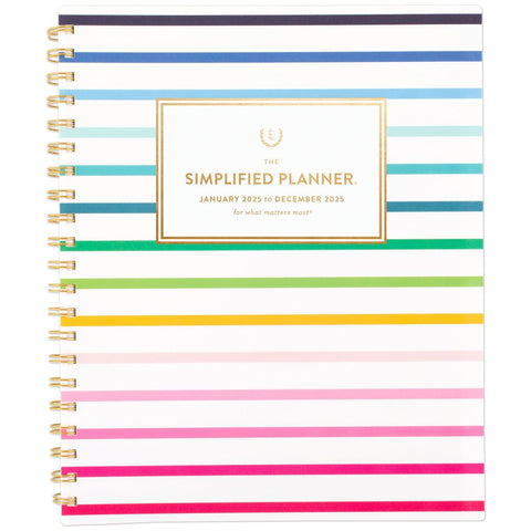 AT-A-GLANCE 2025 Planner, Simplified by Emily Ley, Weekly & Monthly, 8-1/2" x 11", Large, Happy Stripe (EL16-905-25)
