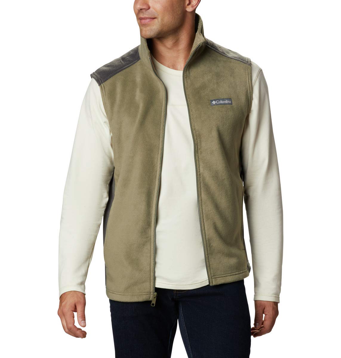Columbia Men's Steens Mountain Vest, Stone Green/Shark, Small