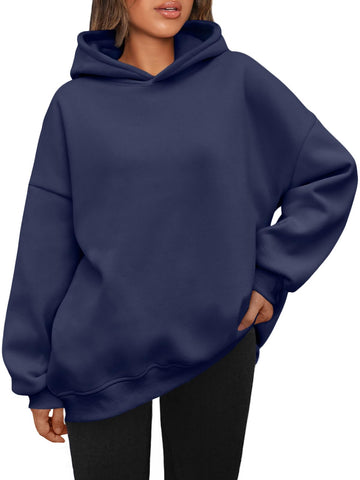 AUTOMET Womens Oversized Hoodies Fleece Sweatshirts Hooded Pullover 2024 Fashion Fall Clothes Trendy Outfits Winter Sweater Navyblue