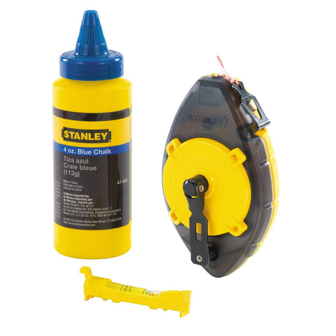 Stanley Powerwinder OM CHALK LINE KIT-113G BLUE CHALK AND LINE LEVEL