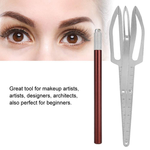Eyebrow Caliper Ruler- Ratio Calipers Microblading with Flexible Removable Reusable Stainless Steel Microblading Caliper Eyebrow Ruler Measure Tool