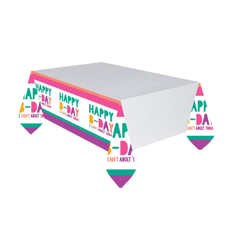 amscan 572095 Neon Fun Birthday-1.37m x 2.6m-1 Pc, Tablecover Pl Young and Fab