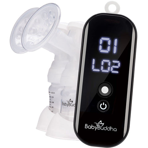 BabyBuddha Portable and Compact Breast Pump - Electronic & Hands-Free - Single and Double Pump - 15 Levels of Control - Battery Powered for Mobility While Comfortably Pumping - Universal Components