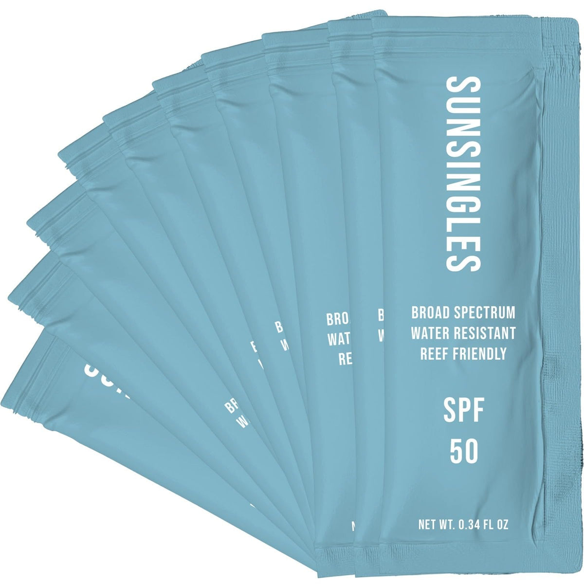 SunSingles Sport Travel Size Sunscreen, Waterproof/Sweat Proof SPF 50 Protection Fragrance-Free Lotion, PABA-Free Sunscreen For Face, Reef Safe Sunscreen, Single Use Packets 0.34 Fl Oz (Pack of 10)