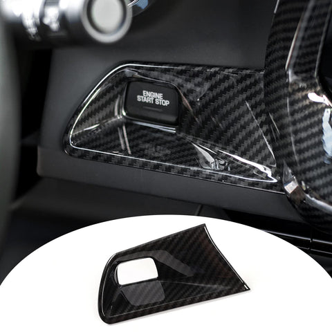 RT-TCZ Engine Start/Stop Button Center Console Dashboard Button Switch Cover Trim Interior Decoration Accessories for Chevrolet Camaro 2017-2022 (Carbon Fiber Grain)