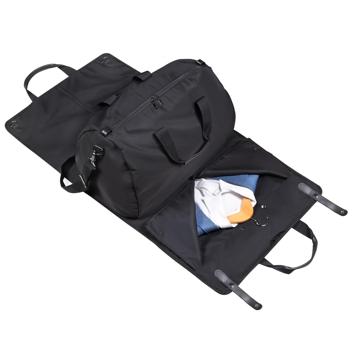 Univivi Convertible Garment Bag with Shoulder Strap, Carry on Duffel Bag for Men Women - 2 in 1 High Capacity Folding Suit Luggage Travel Bags (Black), Black, 22 x 43 inch, Carry on Travel Bag