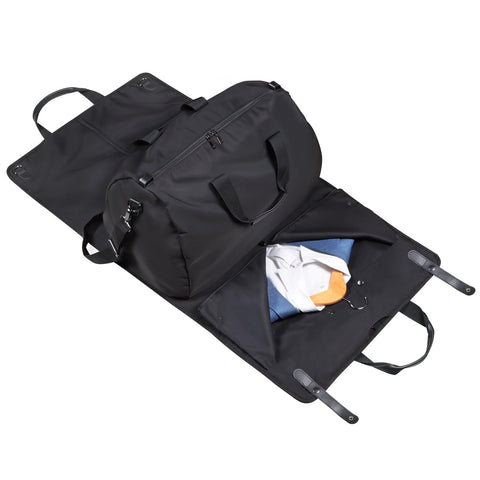 Univivi Convertible Garment Bag with Shoulder Strap, Carry on Duffel Bag for Men Women - 2 in 1 High Capacity Folding Suit Luggage Travel Bags (Black), Black, 22 x 43 inch, Carry on Travel Bag